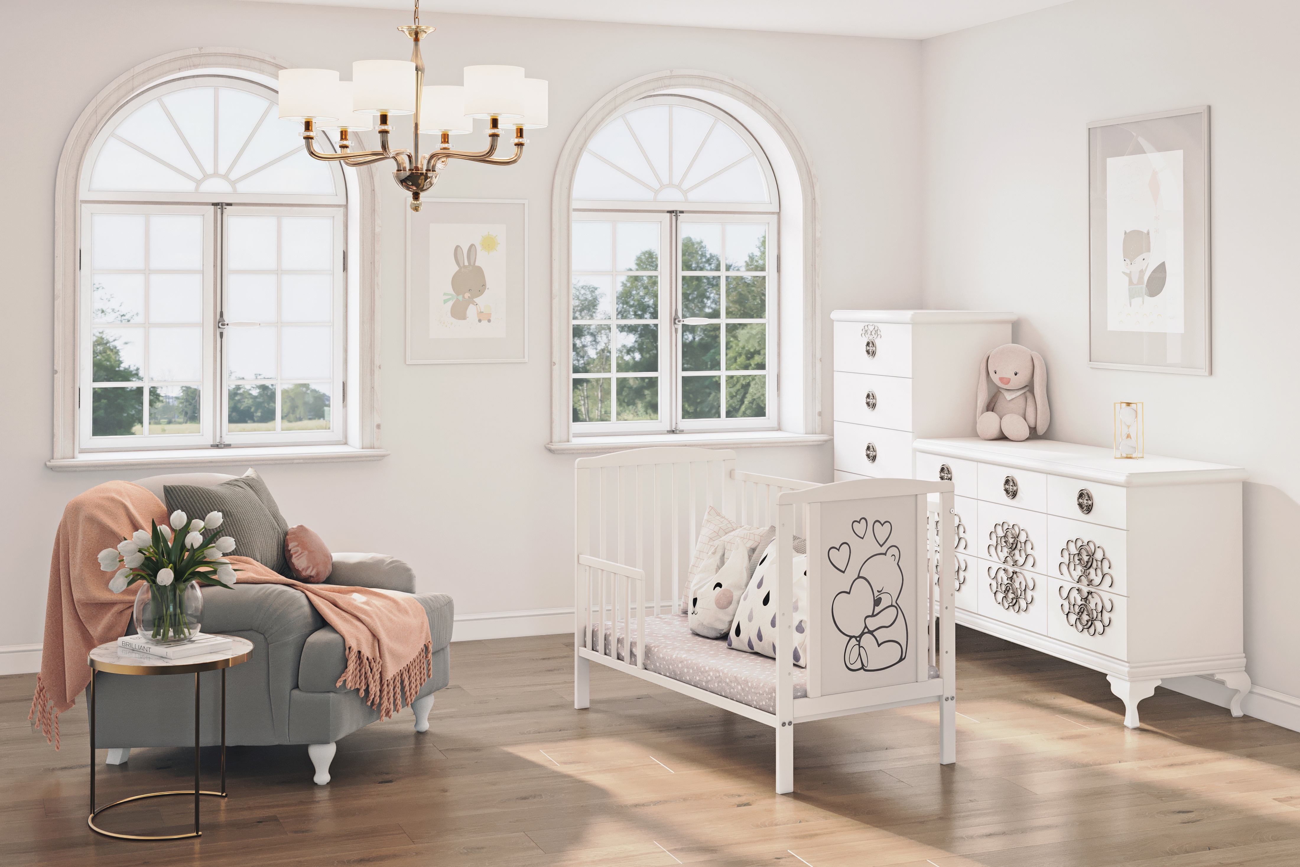 Pokój z łóżeczkiem timmi Miś z sercami